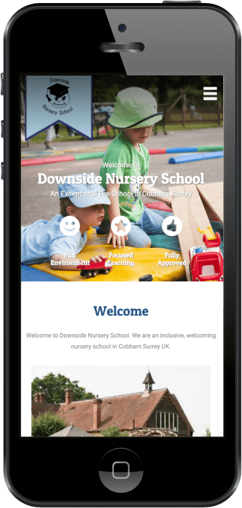 Downside Nursery website mobile view