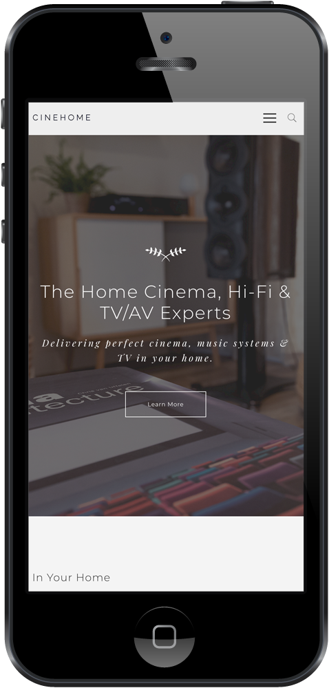 Cinehome website mobile view