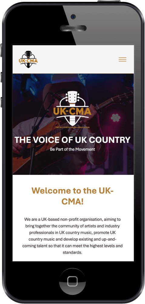 UK-CMA Country Music Website website mobile view